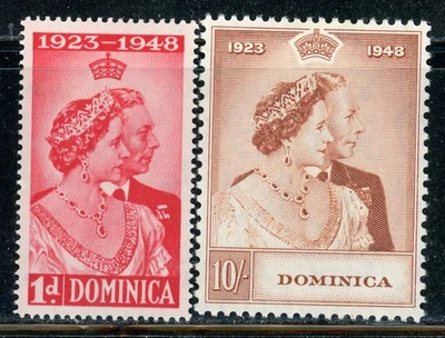 DOMINICA 114-16 SG112-13 MH 1948 KGVI Plata Edición Boda Real Juego de 2 CV$25 Foto 1 de 2