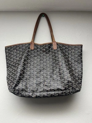 Goyard Saint Louis PM Black Brown Canvas Leather Tote Bag AUTHENTIC - Image 1 of 4