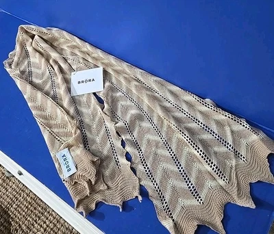 Brora Cashmere Blend Scotland scarf in light Brown Tan - New With Tags 58" Long - Image 1 of 4