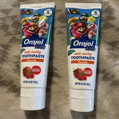 Orajel Kids Super Mario 抗腔氟化物牙膏,天然浆果味,4 盎司 — 第 1/2 张图片