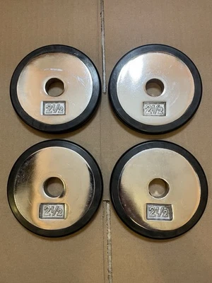 Chrome/ Rubber Pancake 2.5 Lb Weight Plates 4x2.5Lb Total 10Lbs Standard 1” RARE - Image 1 of 4