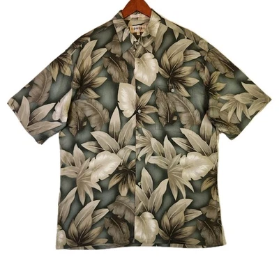 Vintage Campia Moda Floral Hawaiian Shirt Mens Large Green Rayon Tropical Beach - Image 1 of 4