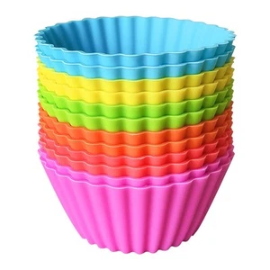 Extra Large Reusable Silicone Baking Cups,12 Pack Nonstick Muffin and Cupcake... - Picture 1 of 7