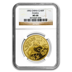 1992 China 1 oz Gold Panda Small Date MS-68 NGC - Picture 1 of 3