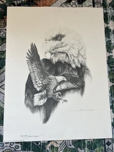EUC 1991 Limited Silver Eagle Lithograph Prints #'d & Signed by Jim Sargent - Picture 1 of 8