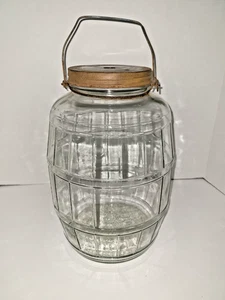 Vintage großes Klarglas Einlegeglas - Fass Stil - 2,5 Gallonen - - Bild 1 von 13