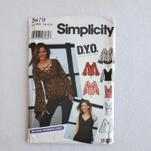 Camisa Simplicity SIN CORTAR patrón de costura 5479 Misses Design your Own DYO talla 7-16 - Imagen 1 de 3