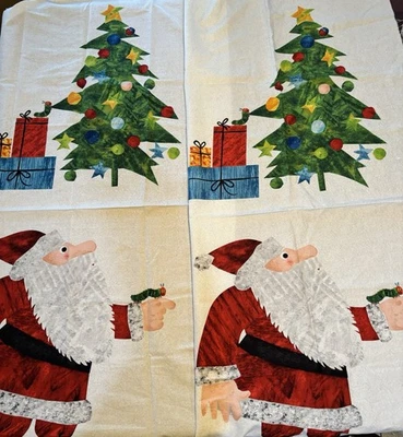 Paneles de tela de algodón de Papá Noel y árbol de Navidad 20”x20” ~ telas Andover Foto 1 de 4