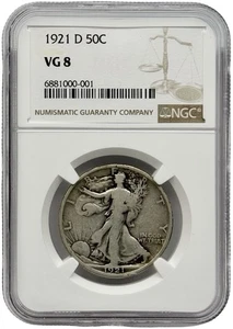 1921-D Walking Liberty Half Dollar NGC VG8 - Picture 1 of 2