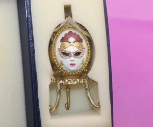 Royal Karam 4,25" hoch Sammlerstück Schmuck Maske Ei gefüttert Schmuckschatulle Gold Neu - Bild 1 von 8
