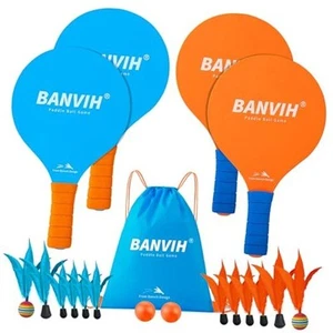 Badminton Set 4 Rackets, Paddle Ball Outdoor Games for Kids Teens Adults and  - Picture 1 of 7
