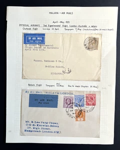 1931 Singapore Malaya Covers GB Return Imperial Airmail Experiment Flight BIAS1 - Picture 1 of 3