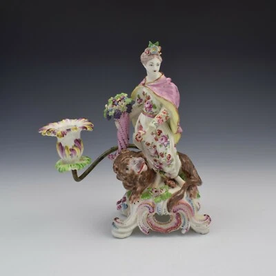 Antique Bow Porcelain Allegorical Candlestick Figure Ceres As Earth c.1765 - Image 1 of 4