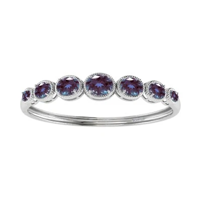 12Ct Lab Created Color Changing Alexandrite 14k Gold Plated Link Bangle Bracelet - Image 1 of 4