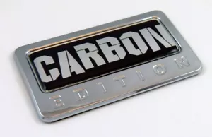 Carbon Edition Chrome Emblem with domed decal c/w adhesive Car Auto - Foto 1 di 2