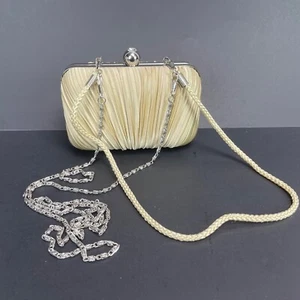 Jacqueline Ferrar Clutch Handbag Pleated Rhinestone Clasp Boho Bag Purse Vtg - Picture 1 of 9