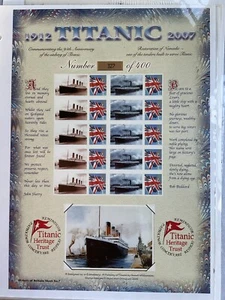 The Titanic 95th Anniv History of Britain 2007 7 - Edición limitada de 400 hojas Smiler - Imagen 1 de 1