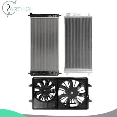 Dual Cooling Fan and Radiator Condenser Car Electric For 2007-2009 Saturn Aura - Image 1 of 4