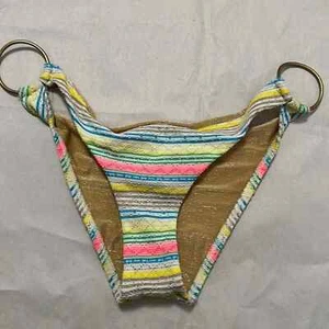VITAMIN A MULTICOLORED GOLD HARDWARE BIKINI BOTTOM SIZE M - Picture 1 of 4