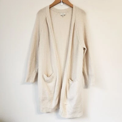Lucky Brand Women Cream WoolBlend Long Open Sweater Cardigan M Boho Cottage Core - Изображение 1 из 4
