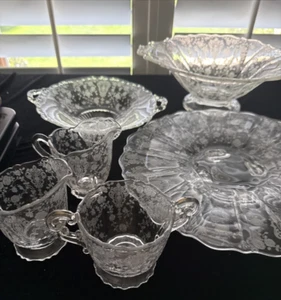 1930's Cambridge Rosepoint Serving Pieces, lot of 6 WEDDING @300 - Picture 1 of 15
