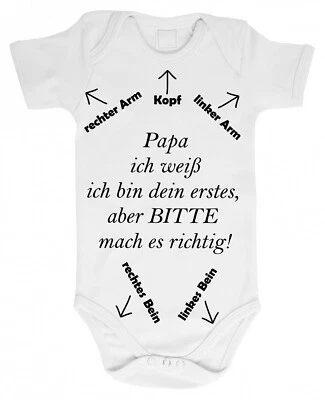 Bügelbild Flex Folie "Papa mach es richtig" Body Baby Geschenk Erstgeborenes - Bild 1 von 2