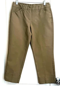 NEW YORK NY & COMPANY Dark Khaki Cuffed Capri Chino Pants Sz 4 - Picture 1 of 2