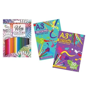 Almohadilla de dibujo A3 con juego de 20 lápices de colores para niños adultos dibujo artista pintura - Imagen 1 de 23