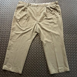 Big And Tall Haggar Cool Right Preform Flex Dress Pants Khakis Army Green 50x29 - Picture 1 of 13