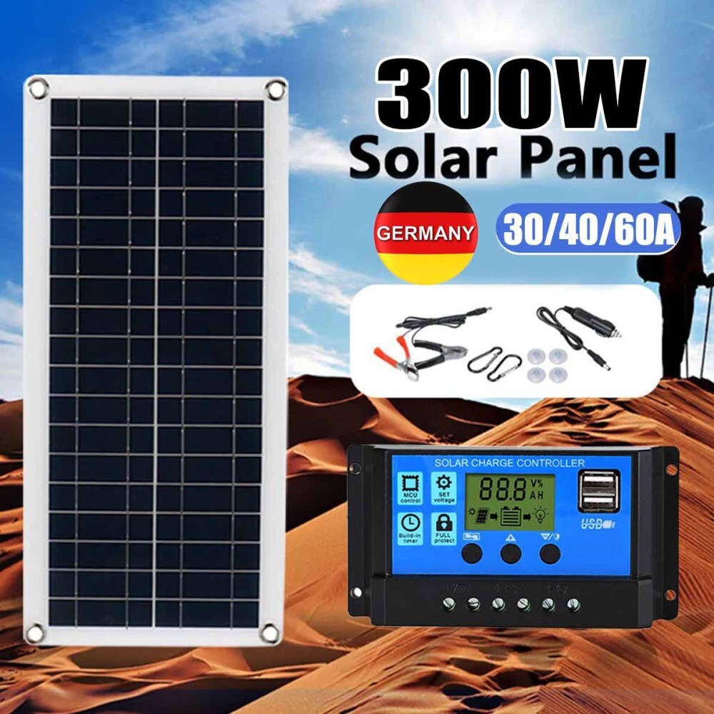 60W Solar Batterieladegerät 12V - Tragbares Solarpanel Für Auto, Boot, Wohnmobil