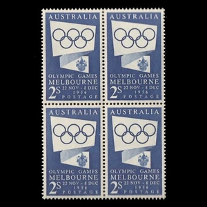 AUSTRALIA 1954 QE2 Sc 277 Melbourne Olympic Games MNH VF Block of Stamps CV$24 - Picture 1 of 2