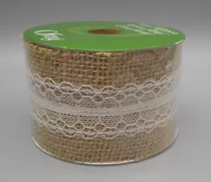 OFFRAY ~ New Jute Burlap and Lace Floral Ribbon ~ 2" x 12 feet (4 Yards) - Picture 1 of 3