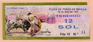 Tauromaquia Entrada Plaza de Toros Sevilla año 1992 (DJ-140) - Picture 1 of 1