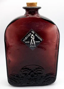 VTG Vidrios de Levante Embossed Glass Brown Bottle Hand Blown Spain 6" - Picture 1 of 7