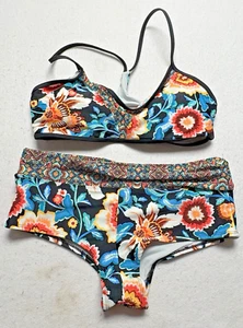 BODY GOLVE Women 2 Piece Bikini Set Sz L Multicolor Floral Strappy Beach 77-33 - Picture 1 of 8