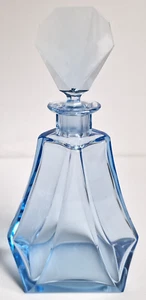 Ingrid Glas Dekanter Aqua Hellblau Art déco Stil Facetten Böhmen 1950er Vintage - Bild 1 von 14