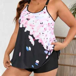 Plus Size Floral Printed Sling High Waist Swimsuit Set - Picture 1 of 1