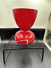 Art Glass Bx Red And White Hand Blown Cased Hour Glass Shaped Vase