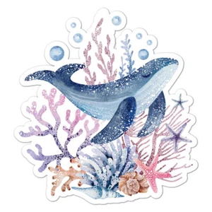 Undersea Whale, Vinyl Decal Sticker, Indoor Outdoor, 3 Sizes, #9720 - Picture 1 of 1