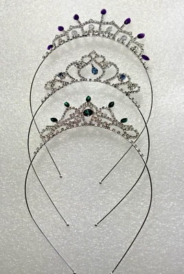 全新 Tiara 均码服装 珠宝 银色 金属 万圣节 公主 3 件套 — 第 1/4 张图片