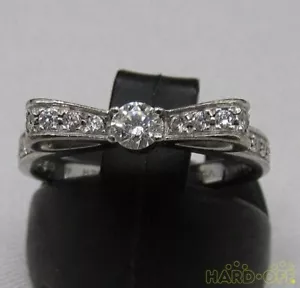 CHANEL Ruban Diamond 18k Bow Ribbon Ring White Gold Size 7 USED 202503O - Picture 1 of 8