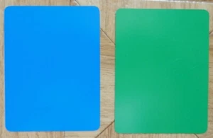 2 Sanktionskarten Schiedsrichterkarten Sport Unified Sports Badminton blau, grün - Bild 1 von 4