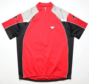 DESCENTE VINTAGE CYCLING SHIRT JERSEY RED 1/2 ZIP TOP ADULT MEN'S L LARGE - Picture 1 of 14
