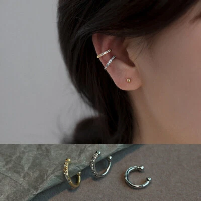 Ohrklemme Sterling Silber 925 Zirkonia Damen Ohrringe 1Stück ohne Loch - Bild 1 von 4