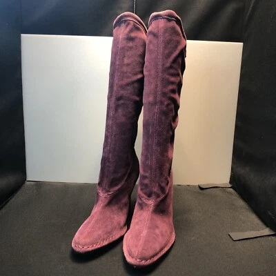 LN US8M Lo último en Hollywood 3.75" TACONES GAMUZA GRANATE PUNTA DIVIDIDA BOTAS DE MODA ZAPATOS Foto 1 de 4