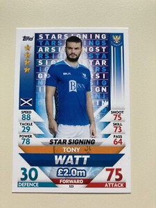Tony Watt - Star Signing - St Johnstone  - SPFL 2018/19 MATCH ATTAX Card