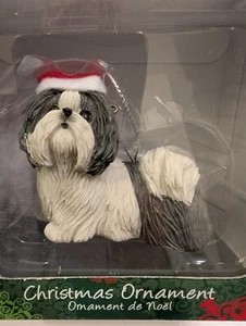Sandicast Shih Tzu con cappello di Babbo Natale nuovo con scatola ornamento natalizio - Foto 1 di 5