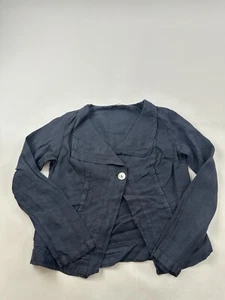 Cut Loose Jacket Womens XS Extra Small Blue Front Button 100% Linen Made In USA - Picture 1 of 7