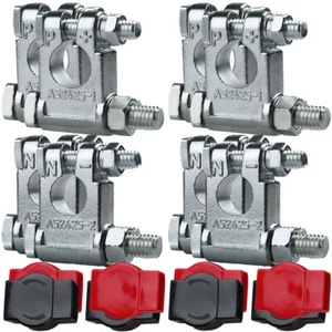 8 PACK Top Post Battery Terminal Connectors End Positive and Negative W/ Covers - Picture 1 of 8