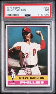 1976 TOPPS #355 STEVE CARLTON - Philadelphia Phillies - PSA 7 - NM - 71277799 🔥